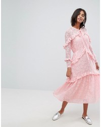 Robe midi en dentelle rose Sister Jane