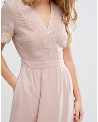 Robe midi en dentelle rose Warehouse