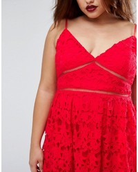 Robe midi en dentelle rouge