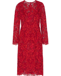 Robe midi en dentelle rouge Dolce & Gabbana