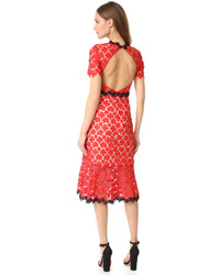 Robe midi en dentelle rouge