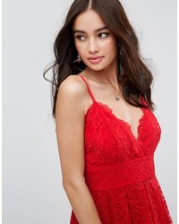 Robe midi en dentelle rouge Asos