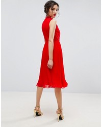 Robe midi en dentelle rouge Asos