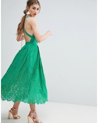 Robe midi en dentelle verte Asos