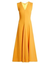 Robe midi en laine jaune