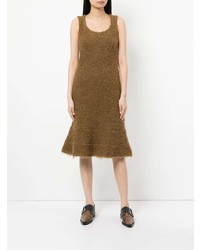 Robe midi en laine marron