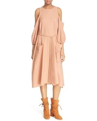 Robe midi en laine orange