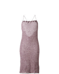 Robe midi en lin en tricot violet clair