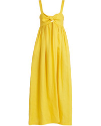 Robe midi en lin jaune