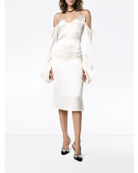 Robe midi en satin blanche Michael Lo Sordo