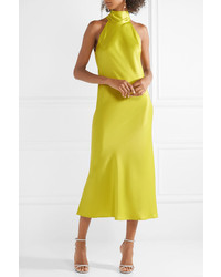 Robe midi en satin chartreuse Galvan