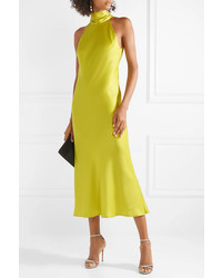 Robe midi en satin chartreuse Galvan