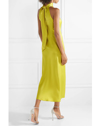 Robe midi en satin chartreuse Galvan