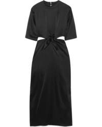 Robe midi en satin découpée noire