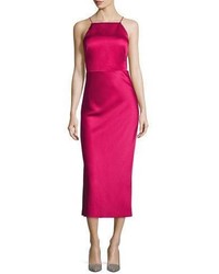 Robe midi en satin fuchsia