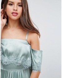 Robe midi en satin plissée vert menthe Asos