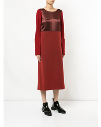 Robe midi en satin rouge Junya Watanabe Comme Des Garçons Vintage