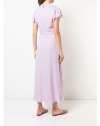 Robe midi en soie à fleurs violet clair Carolina Herrera