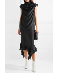 Robe midi en soie à volants noire JW Anderson