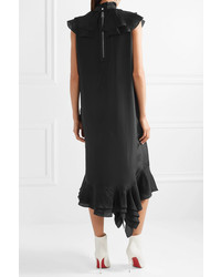 Robe midi en soie à volants noire JW Anderson