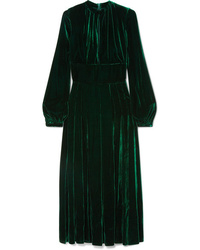 Robe midi en soie vert foncé