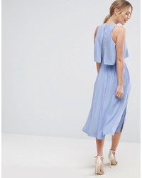 Robe midi fendue bleu clair Asos