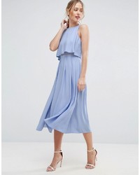 Robe midi fendue bleu clair Asos