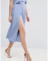 Robe midi fendue bleu clair Asos