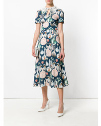 Robe midi imprimée bleu marine Temperley London