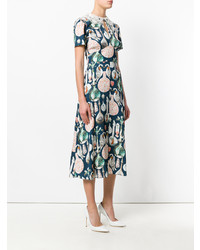 Robe midi imprimée bleu marine Temperley London