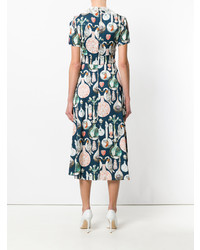 Robe midi imprimée bleu marine Temperley London