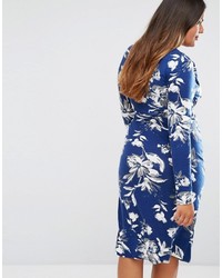 Robe midi imprimée bleu marine Club L