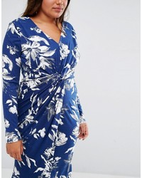 Robe midi imprimée bleu marine Club L