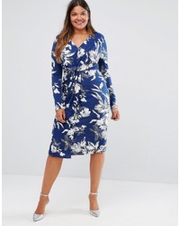 Robe midi imprimée bleu marine Club L