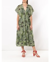 Robe midi imprimée olive Andrea Marques