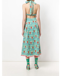 Robe midi imprimée verte Temperley London