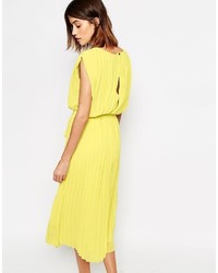 Robe midi jaune Warehouse