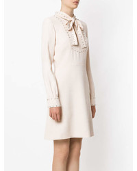 Robe midi ornée beige