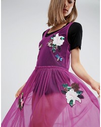 Robe midi pailletée pourpre Asos