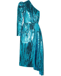 Robe midi pailletée turquoise