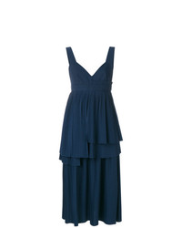 Robe midi plissée bleu marine Cédric Charlier