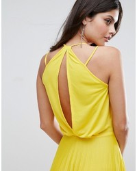 Robe midi plissée jaune Asos