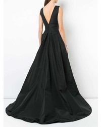 Robe midi plissée noire Carolina Herrera