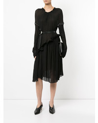 Robe midi plissée noire Litkovskaya