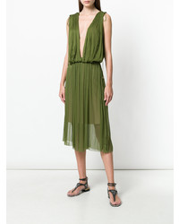 Robe midi plissée olive Elena Makri