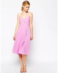 Robe midi plissée rose Asos