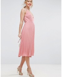 Robe midi plissée rose Asos