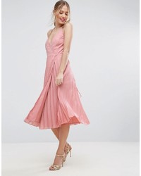 Robe midi plissée rose Asos