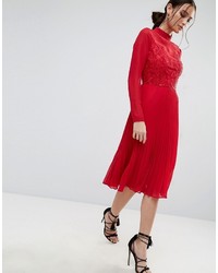 Robe midi plissée rouge Asos