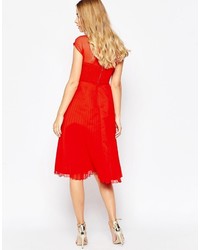 Robe midi plissée rouge Asos